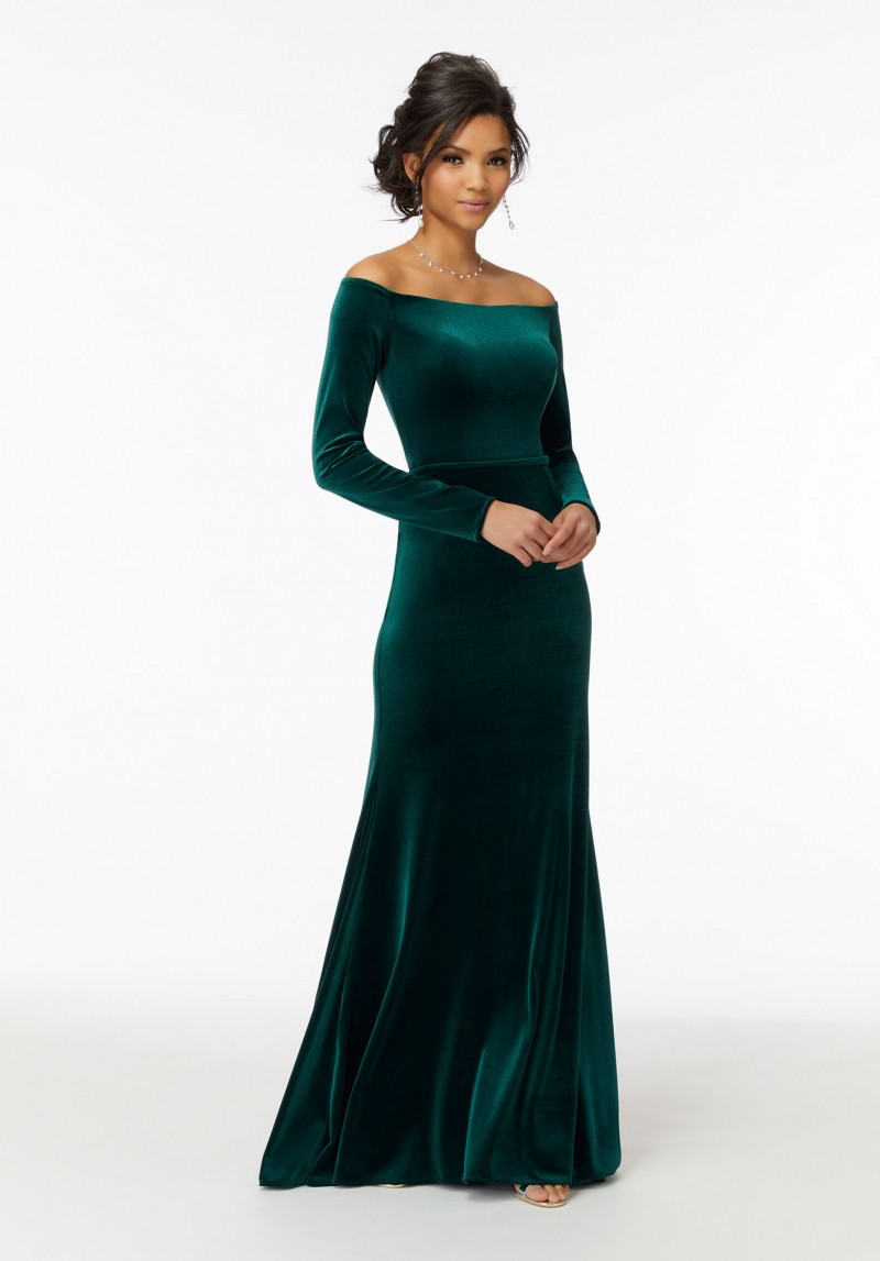 Morilee Bridesmaids Style 21724 | Off-The-Shoulder Velvet Bridesmaid Dress