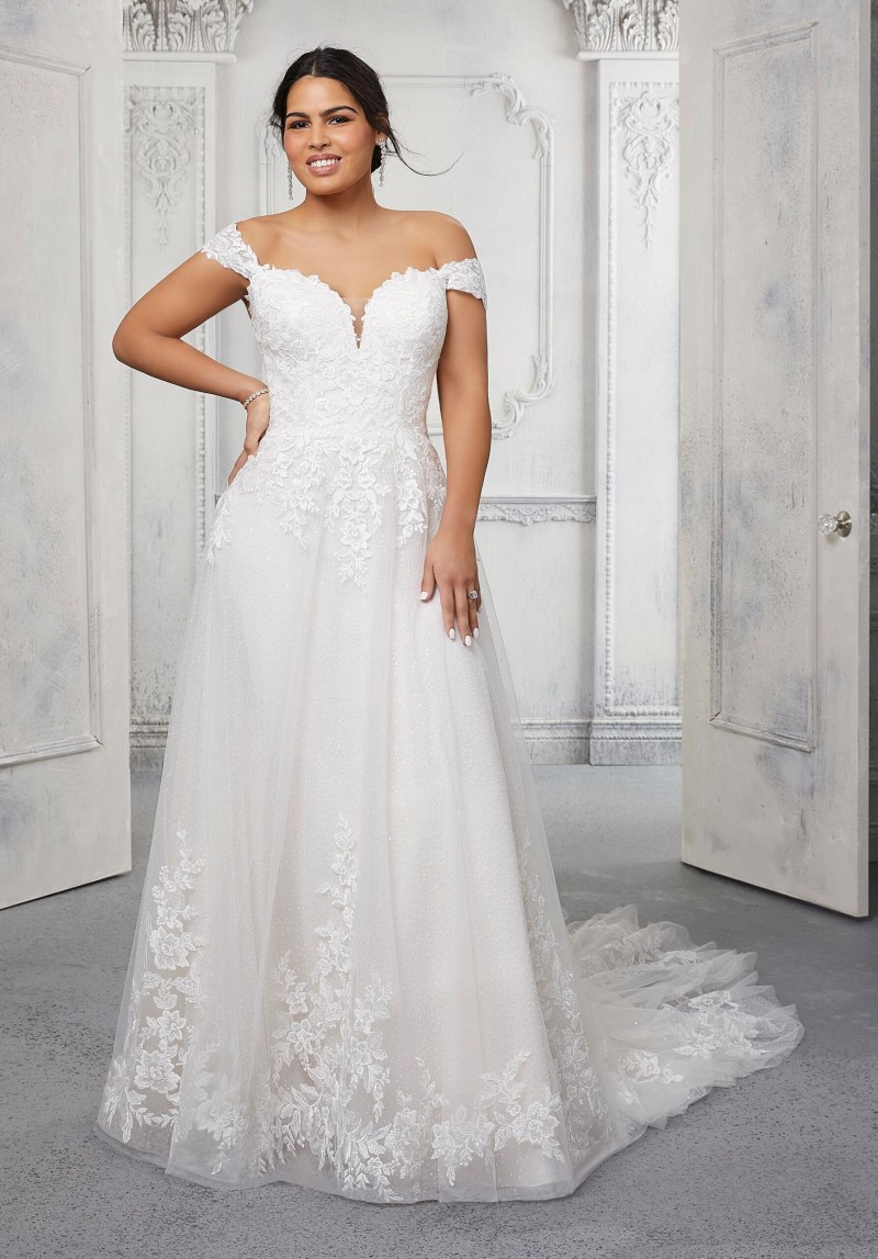 Julietta Plus Size Bridal by Morilee Carol Style 3326 | Off Shoulder | Sweetheart Wedding Dress