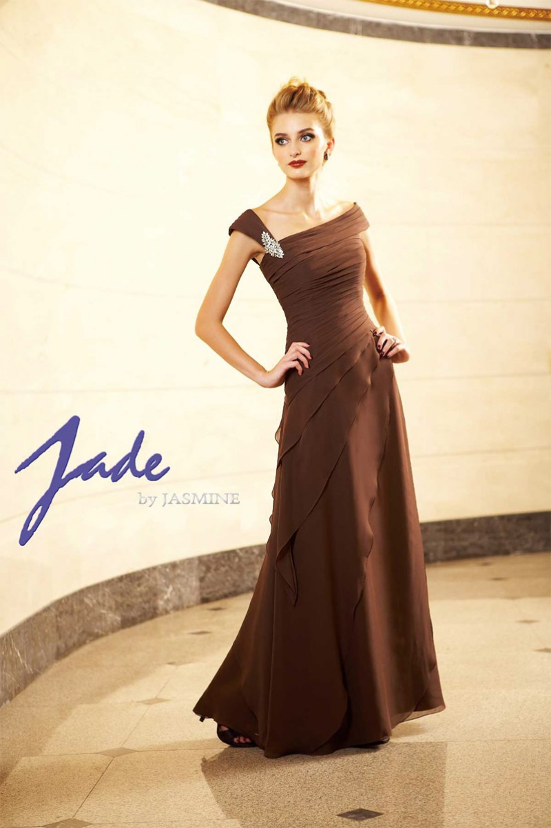 Jade by Jasmine Style J4425 | Long Asymmetrical Neckline Jade Chiffon MOB Dress