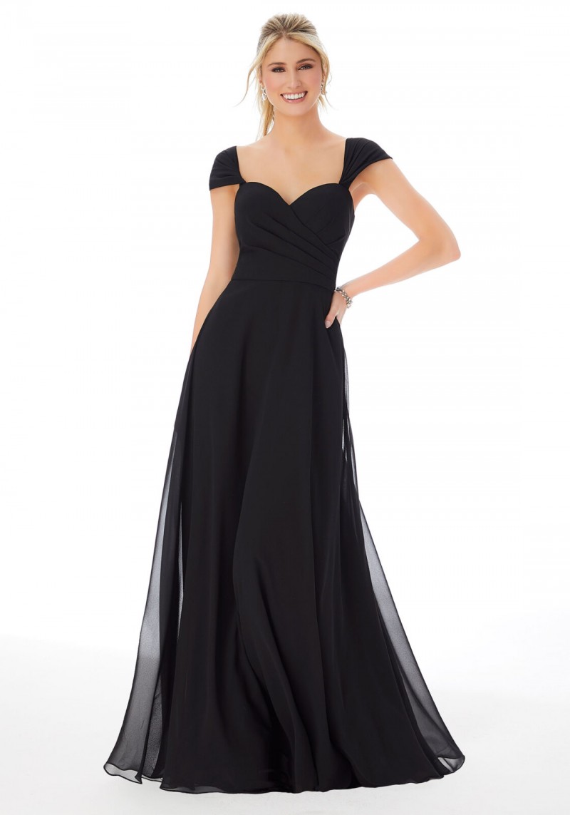 Mori Lee Bridesmaids Style 13106 |  Sweetheart Cap Sleeve Chiffon Bridesmaid Dress