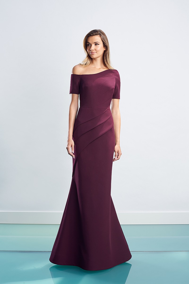 Daymor Couture | Style 1451 | Asymmetrical Neckline Wave Evening Gown