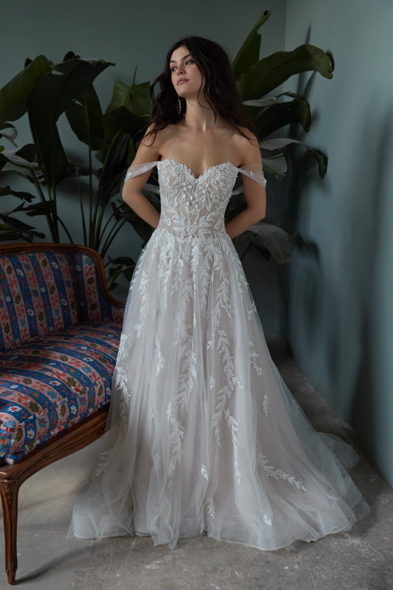 Wtoo Bridal Zazie 15734 | Off Shoulder | Vine Lace Detail Bridal Gown