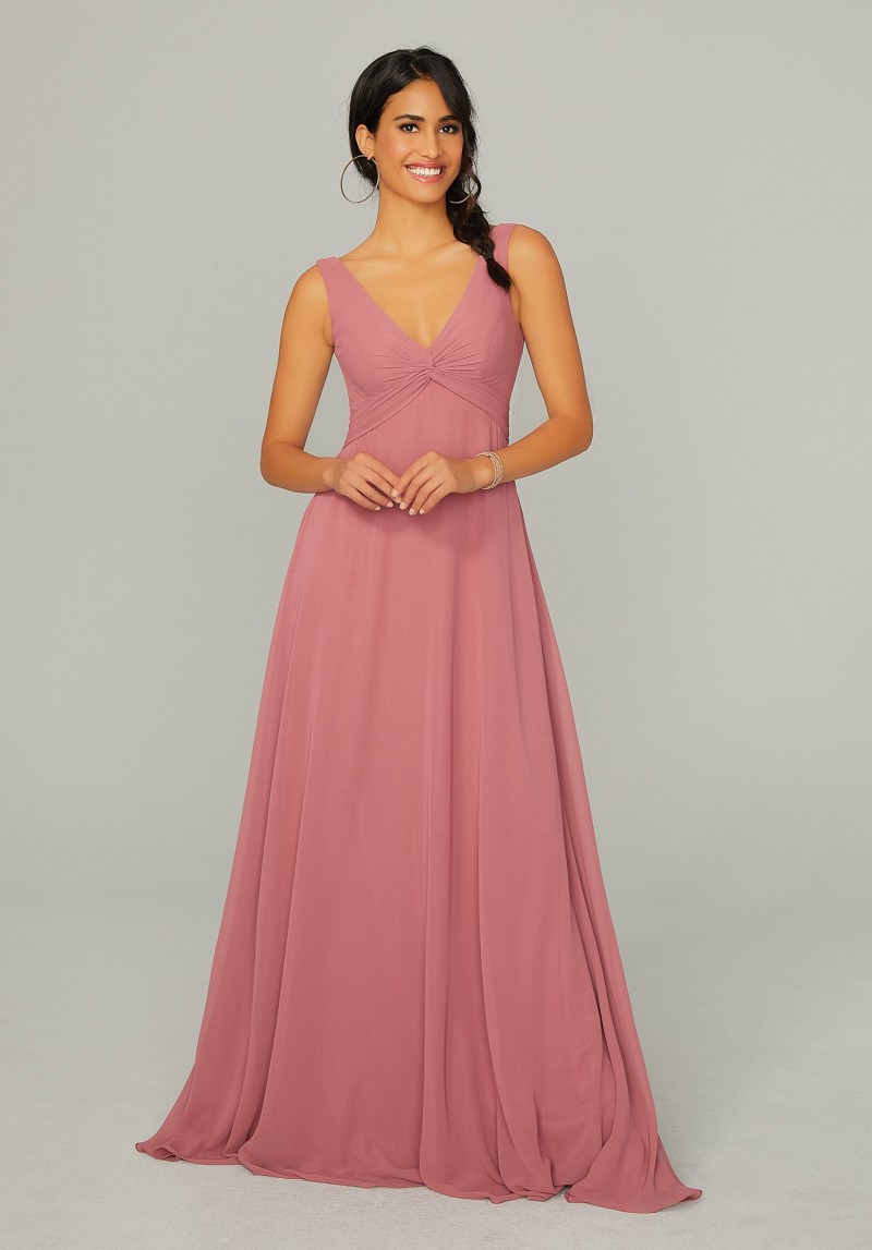 Morilee Bridesmaids Style 21767 | Knotted Bodice Chiffon Bridesmaid Dress