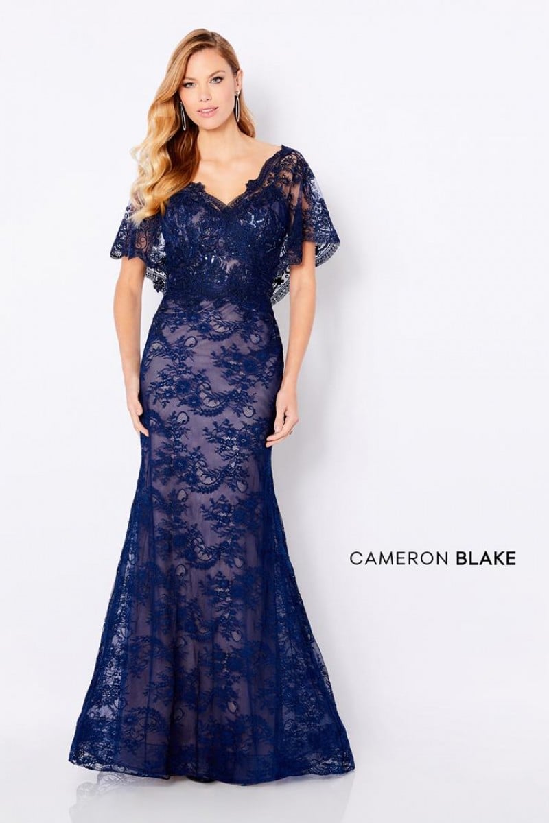 Cameron Blake 221687 | Stretch Lace Gown | Jersey Lining | Mother of