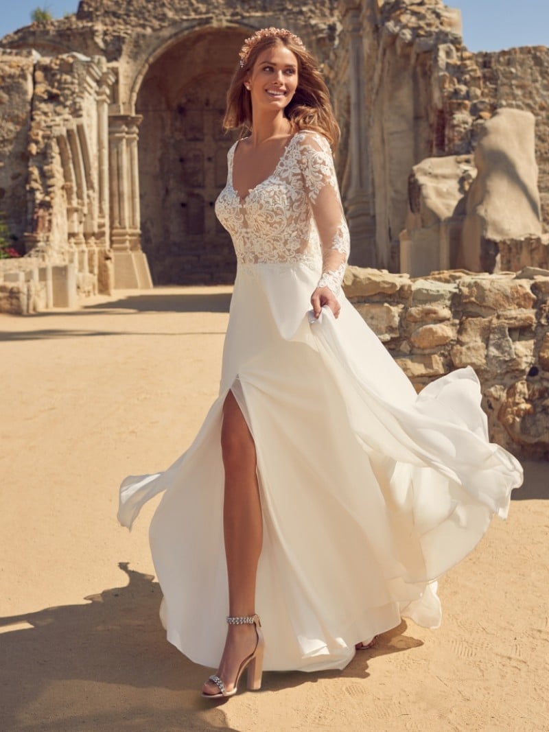 Maggie Sottero | Chantal Lynette 22MC553C | Long Sleeve Chiffon Wedding Gown