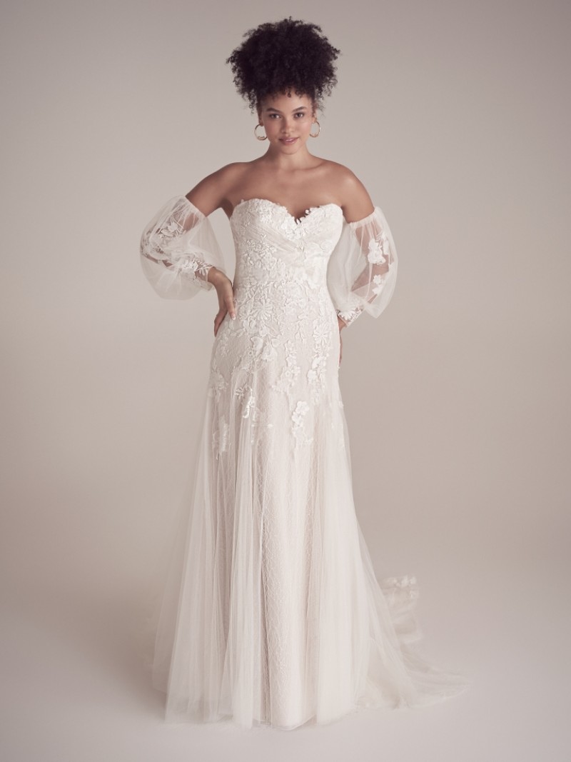 Maggie Sottero | Ellington 22MW902 | Sequined Lace Motifs | Chantilly Lace Wedding Dress