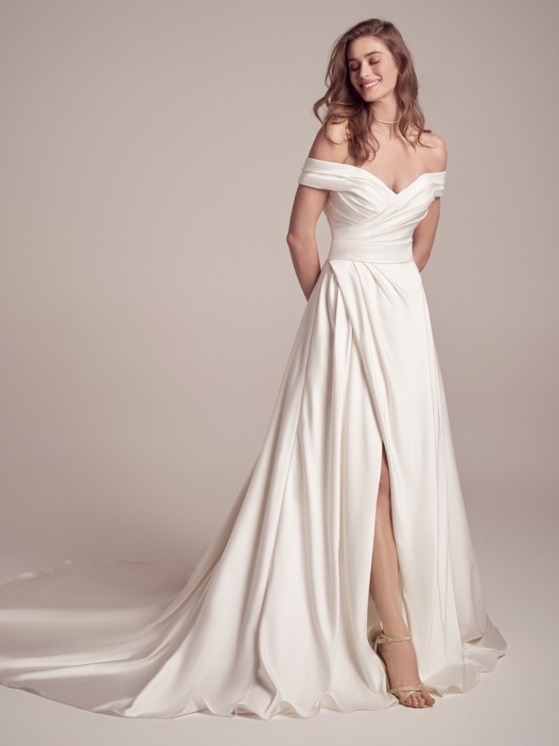 Maggie Sottero | Ekaterina | 22MW965 | A-line satin Off-the-shoulder Bridal Gown