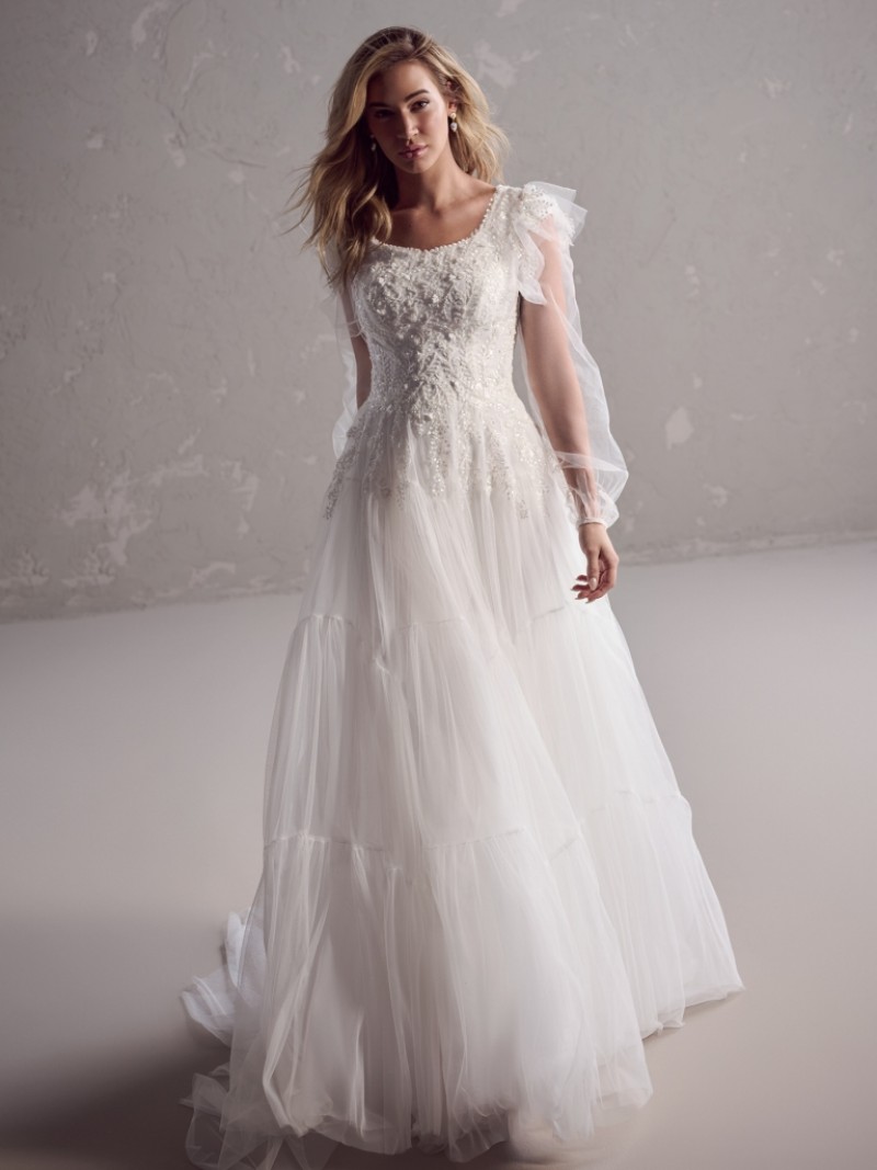 Rebecca Ingram Bridal | Harriet Leigh | 23RC072E | Beaded Modest Wedding Dress