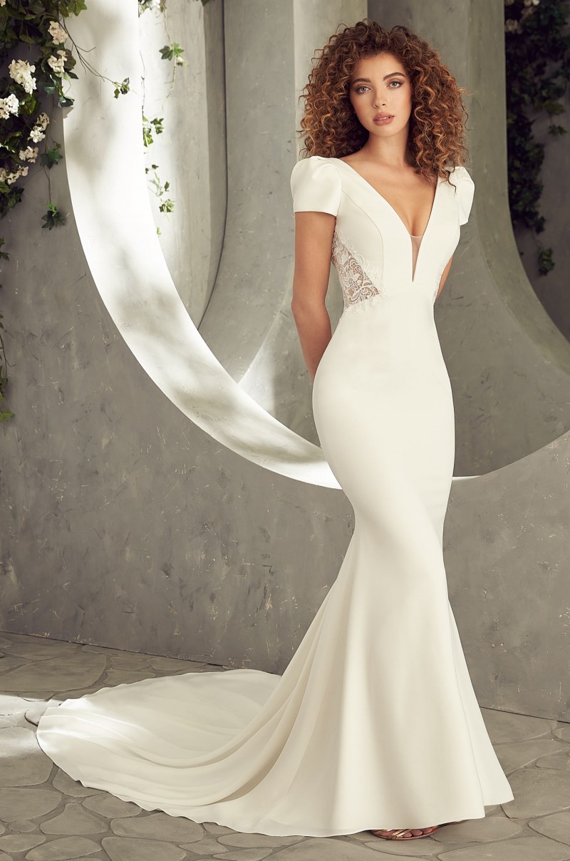 Mikaella Bridal 2401 | Crêpe & Guipure Lace Wedding Dress
