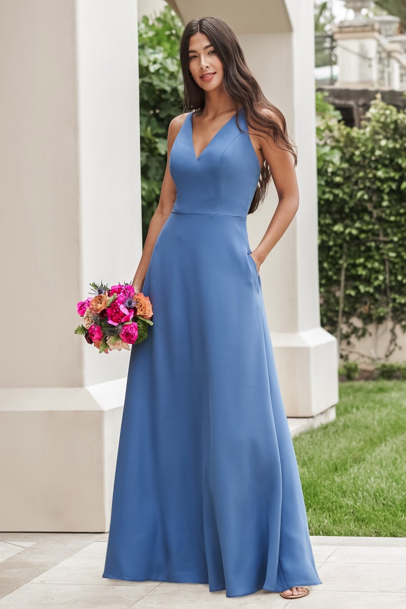 Belsoie Style 243014 | A-line romantic dress with V front and back necklines