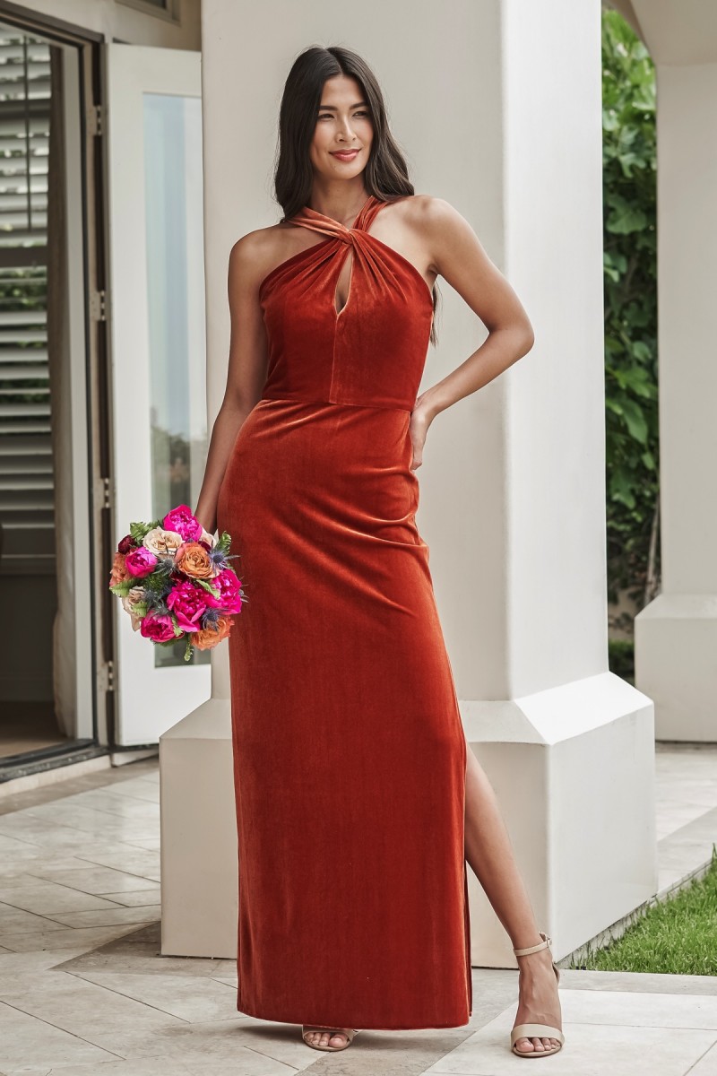 Belsoie Style 243019 | Stretch Velvet Bridesmaids Dress