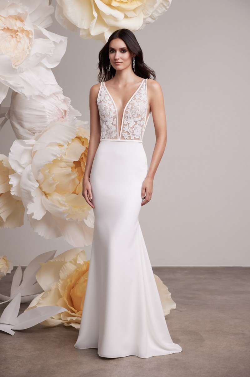 Mikaella Bridal 2459 | Guipure Lace & Sequin Tulle Bodice Wedding Gown