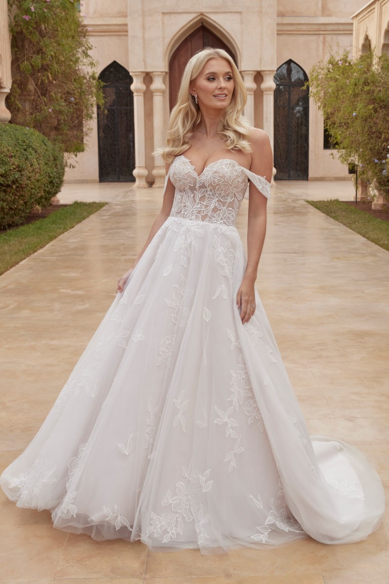 Sincerity Bridal Style 44435 | Tulle Ball Gown with Detachable Off-the-Shoulder Straps