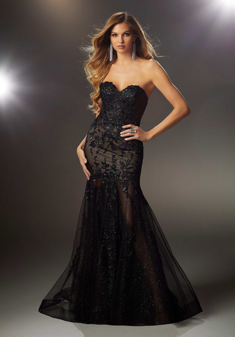 Morilee 48006 | Glitter Net Dress with Sheer Skirt