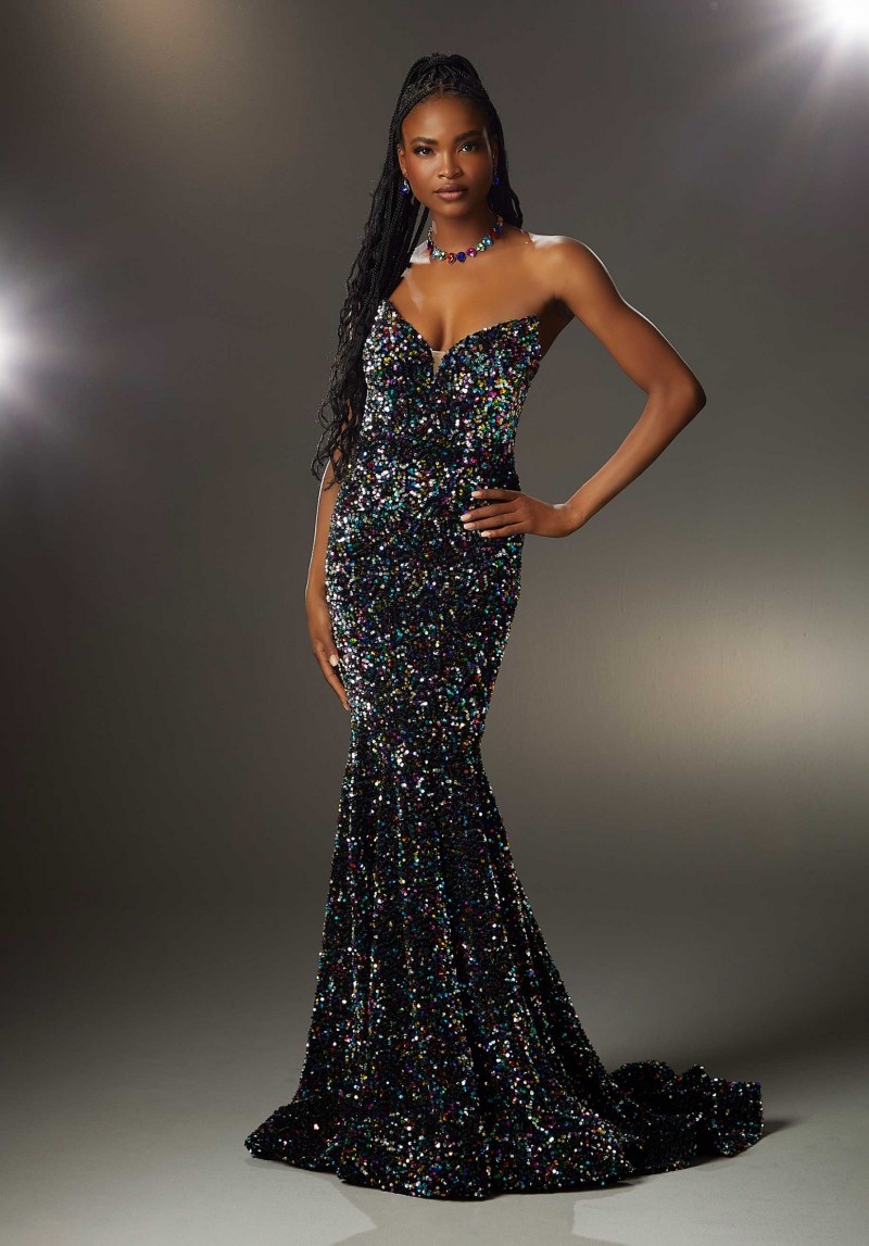 Morilee 48009 | Confetti Sequin Velvet Dress