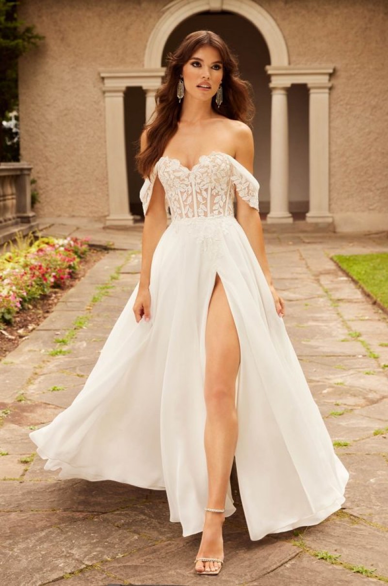 Paloma Blanca Bridal Style 5036 | Soft Organza, Sequin Tulle, and Embroidered Tulle Lace Wedding Dress Priced @ $2915