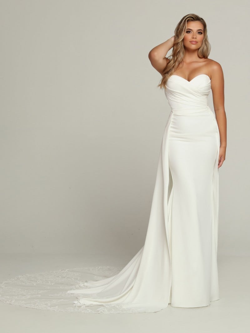 Davinci Bridal 50697 | Soft Satin Fit & Flare Sheath Wedding Dress