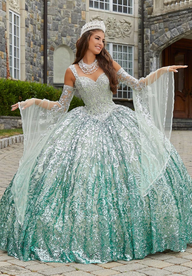 Quinceanera by Mori Lee 89401 | Glistening Quinceañera ball gown has bling crystal beaded on Ombre.