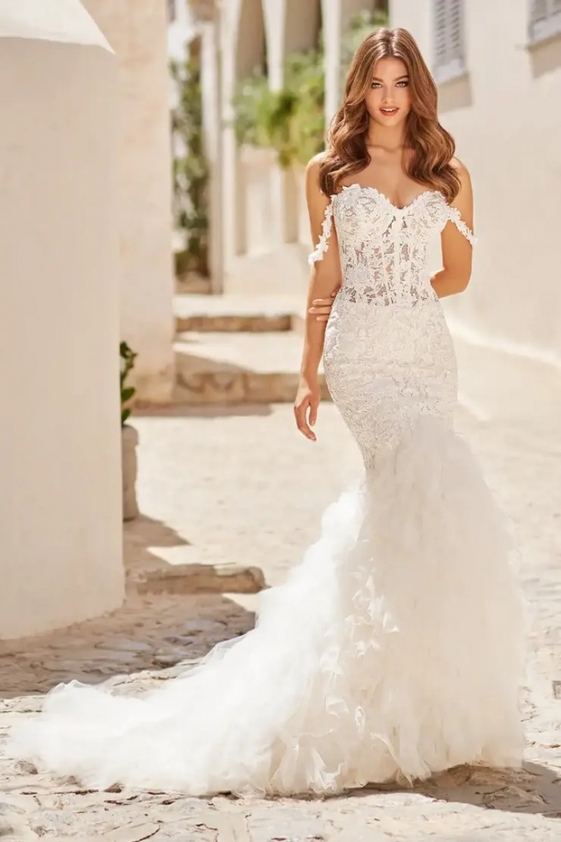 Mon Cheri Bridal | Cali | Style MT1430 | Fit & Flare | Off Shoulder | Wedding Gown
