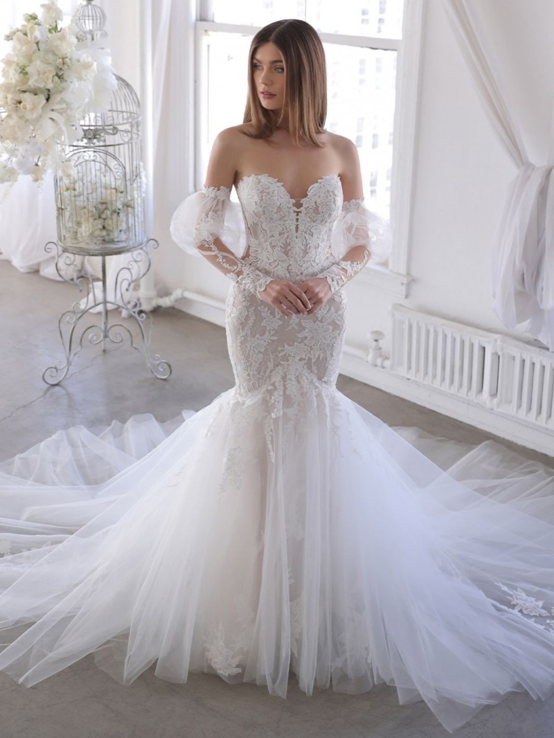 Blue by Enzoani Bridal Orchid | Embroidered Floral Lace / Chantilly Lace, Organza & Tulle