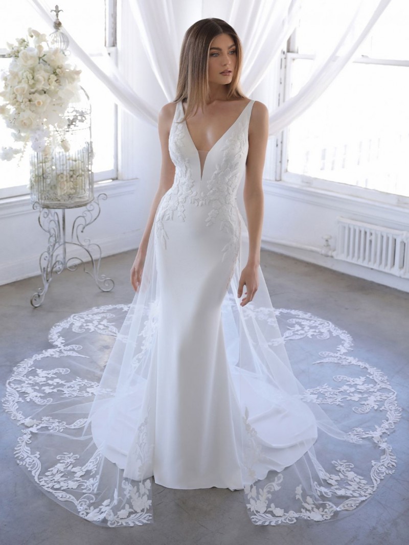 Blue by Enzoani Bridal Ozalea | Embroidered Lace, Stretch Georgette & Tulle