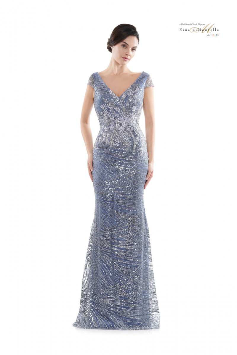 Rina di Montella Style RD2723 | Glitter Embellished Fit & Flare Dress